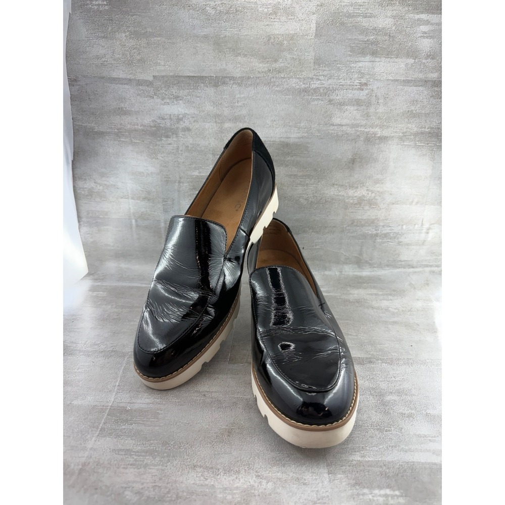 Vionic Kensley Black Patent Leather Lug Sole Loafers Women Size 11